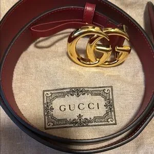 Gucci | Accessories | Authentic Gucci Crimson Belt With Gold  display picture 3